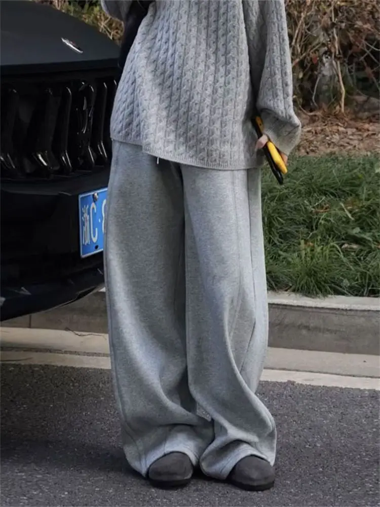 

Korea Lazy Style Two-Piece Lapel Sweater Wide-Leg Trousers Women 2025 Autumn Winter New Simple Fashion Suit