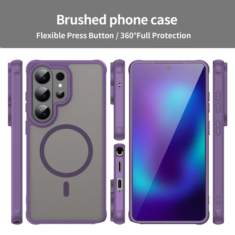 

Магнитный чехол ELVEV для Samsung Galaxy S26 Ultra, S26 Plus, матовый, полупрозрачный, из твердого поликарбоната, с эффектом притяжения