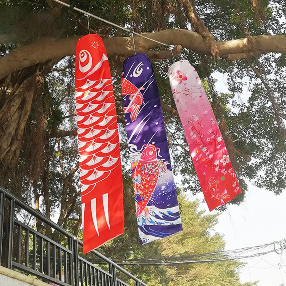 140cm Japanese Carp Windsock Flag Wind Flag Cartoon Fish Flags Windsock Fish Windsock Hanging Fish Flag Streamer Home Decoration