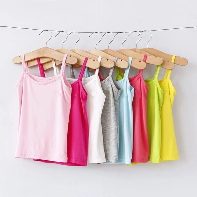 

Baby Girls T Shirt Summer Kids Sleeveless Undershirt for Teenager Candy Color Vest 2-12T Children Suspenders Clothes