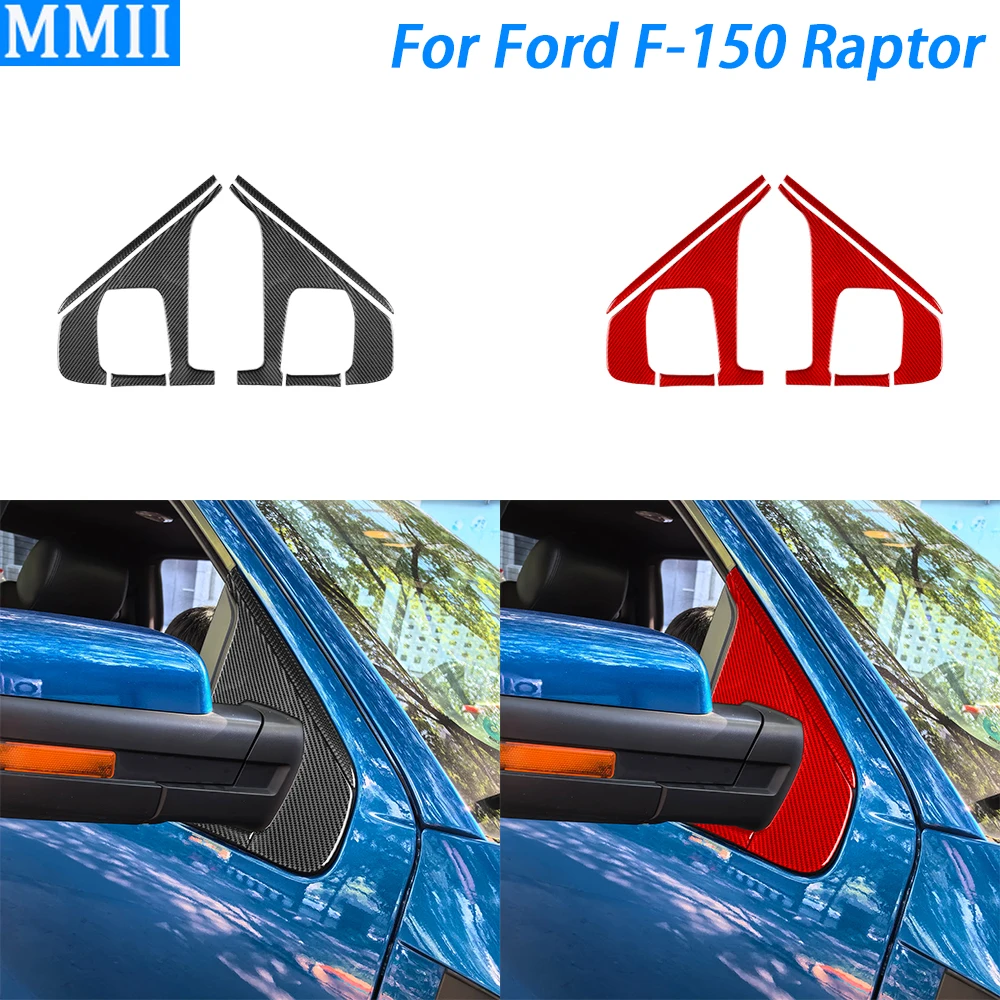 

For Ford F150 Raptor 2009-2014 Carbon Fiber Rearview Side A-pillar Panel Cover Decorative Car Decoration Accessories Sticker