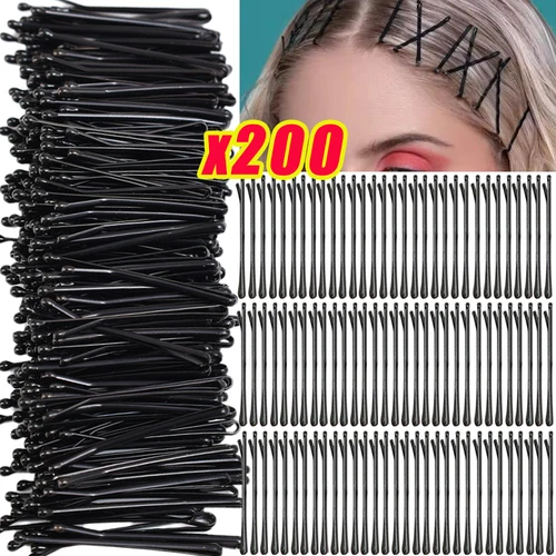 Imagen 1 del producto 50-200 Uds Mini horquillas negras cortas para mujer horquilla Invisible en forma de U pasador de horquilla de Metal accesorios de peinado para niños
