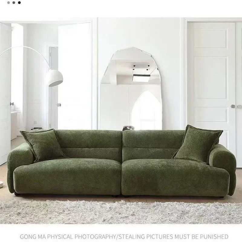 Retro francês, apartamento pequeno, sofá de tecido, simplicidade moderna, sofá reto da sala de estar