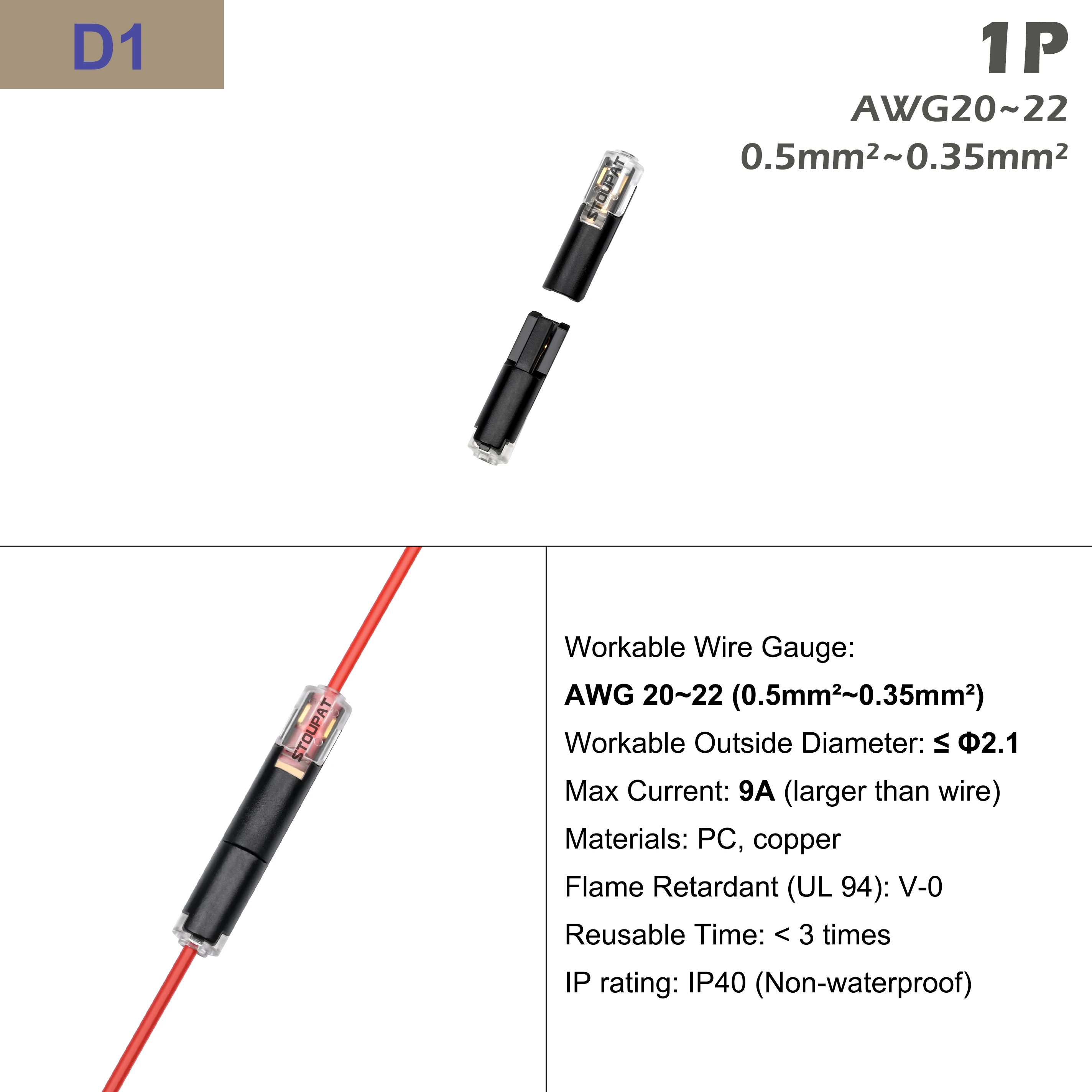 1/2/3-poliger steckbarer LED-Kabelverbinder mit Verriegelung für Audio-Auto-Steckverbindungen, elektronische Kabelverdrahtung, Anschlussklemmen, Spleißer – Detail 6
