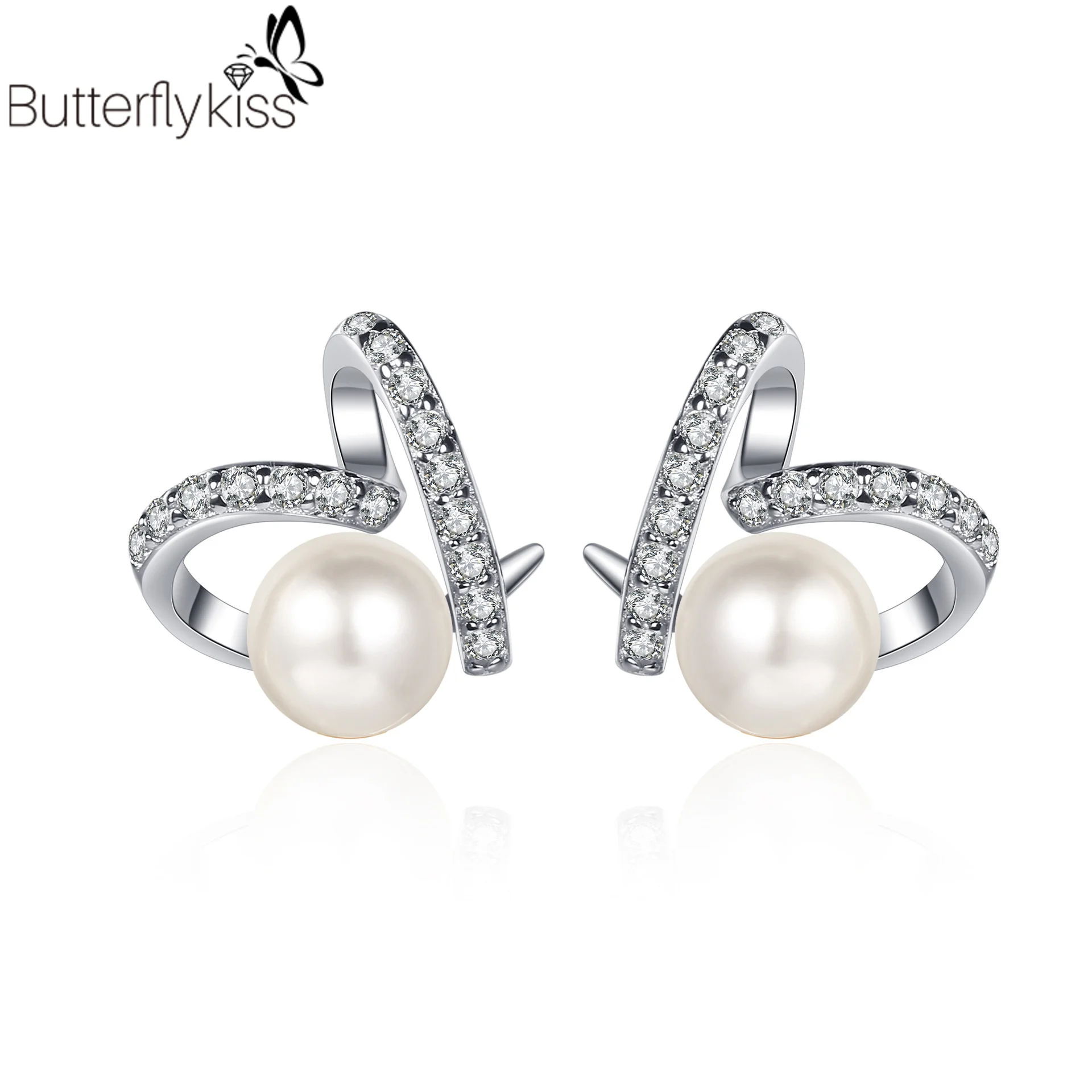 

Butterflykiss 0.32 Carat Moissanite Stud Earrings 6-7mm Freshwater Pearl Engagement S925 Sterling Silver Fine Jewelry For Women