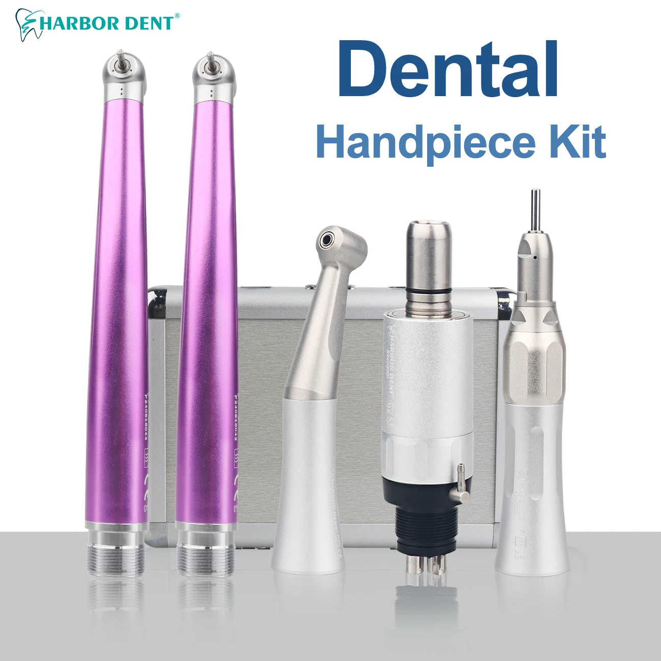 5Pcs/Kit Dental High&Low Speed Handpiece  AirTurbine Straight Contra Angle Air Motor 2/4 Holes  Teeth Polishing Tool