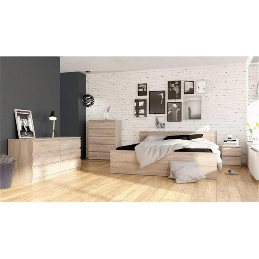 Drawer Double Dresser and  Drawer Nightstand Set in Truffle