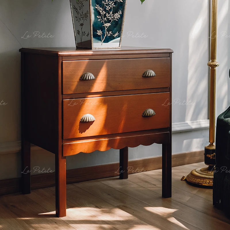 

Retro bedside table Home living room Two chest cabinet Side cabinet Storage French medieval bedroom display decorative cabinet
