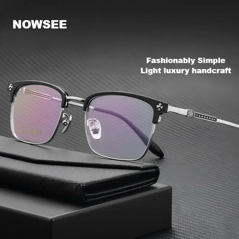 

NOWSEE New Trend Pure Titanium Square Frame Glasses Anti Blue Light Prescription Glasses Ultra-light And Comfortable