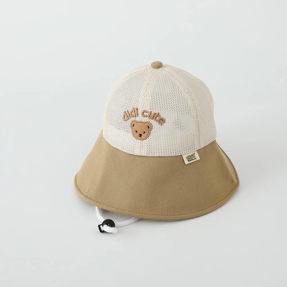 

Ins Summer Baby Bear Bucket Cap Breathable Quick-dry Children Fisherman Cap Anti UV Mesh Outdoor Sun Hat Kids