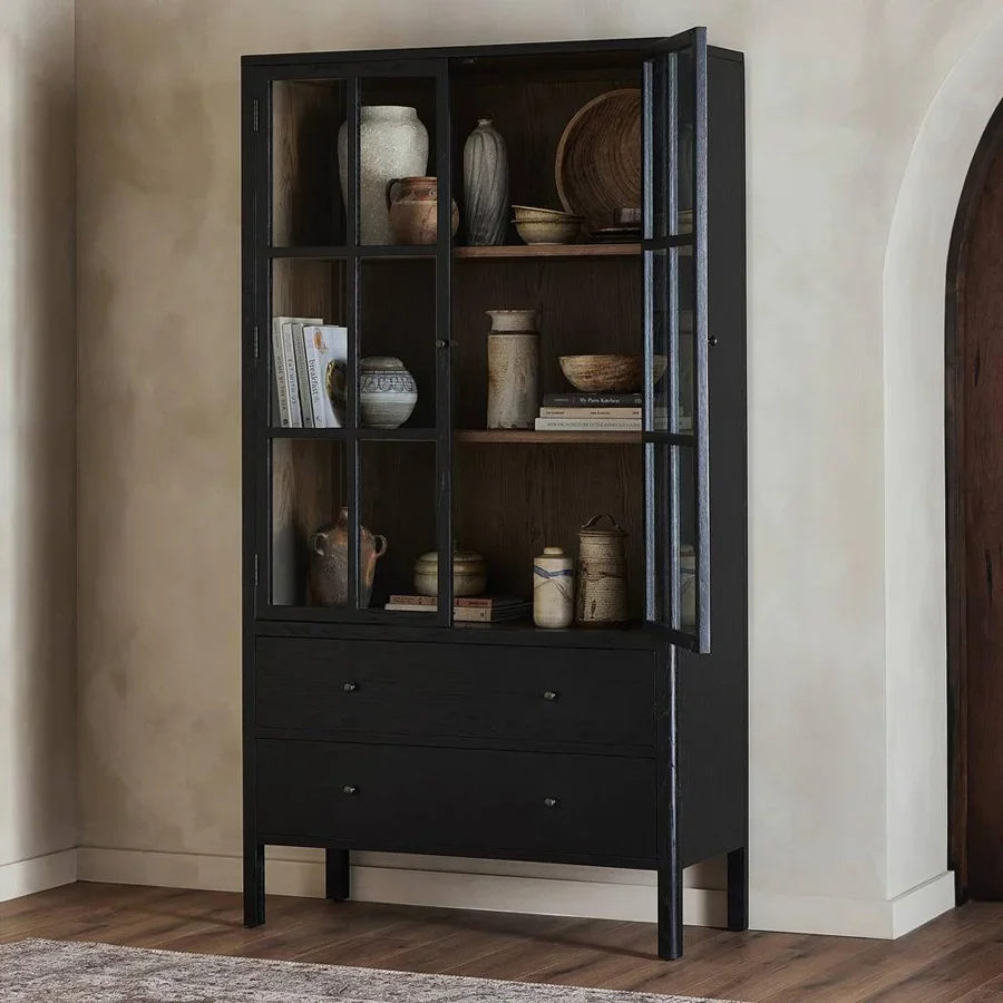 

yj5 French Retro Sideboard Small Apartment Bedroom Storage Organizer Living Room Display Cabinet