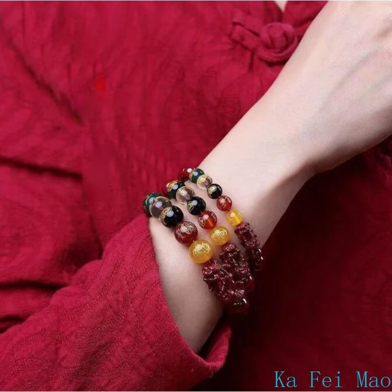 Red Real Cinnabar Pixiu Bracelet Vintage Designer Beads Bangle Gifts Women Men Amulet Natural Jewelry Charm Gift Carved Bracelet