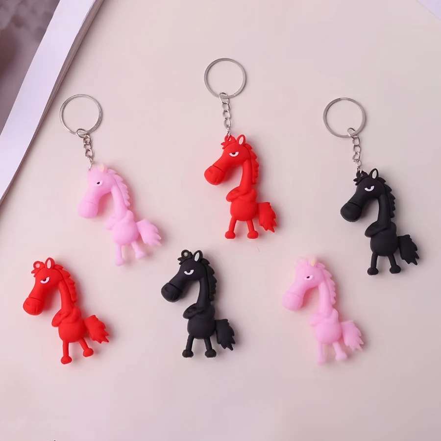 Neue süße schwarze Pferd Schlüsselanhänger Tasche Anhänger Maskottchen Pony Puppe kreative Trend Tasche Anhänger Geschenk Schlüsselanhänger Geschenk Zubehör