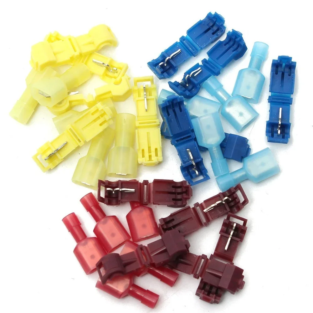 60/90120/240/480pcs T Tap Type Electrical Connector Terminal Quick Electrical Cable Connectors Snap Splice Lock Terminals