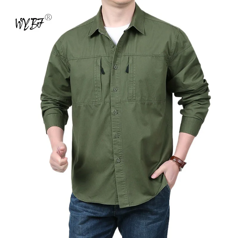 Spring Autumn Men Cargo Hiking Shirt Military Clothing Tactical Shirt Climbing Clothes Fishing Shirts Men's Casual Blouse