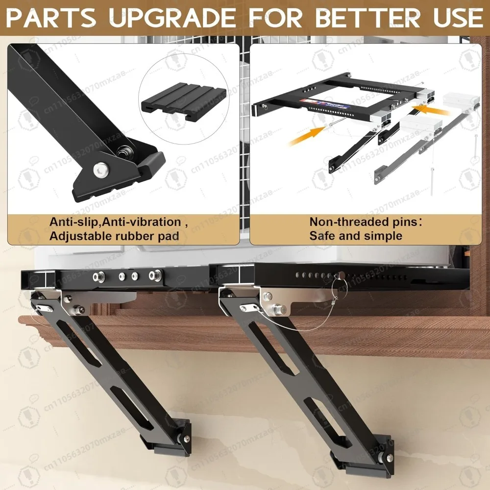 دعامة تيار متردد للنافذة بدون مثقاب لمدة 3 دقائق، دعم عالي التحمل بوزن 220 رطل مع تعديل واسع للغاية للتركيب السريع