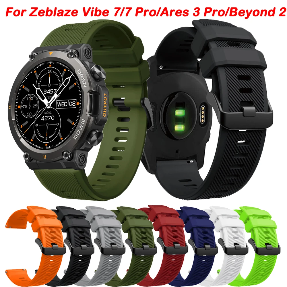 22mm Silicone Strap for Zeblaze Vibe 7 Pro / Lite / Beyond 2 / Ares 3 Pro Sport Wristband Btalk 2 Lite/GTR 3 Pro Bracelet Belt