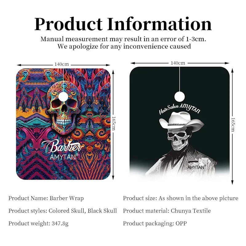 1pcs Hair Apron Skull Head Printed Barbershop Haircut Cape Antistatic Waterproof Hairdressing Cloth Gown Barber Accessories