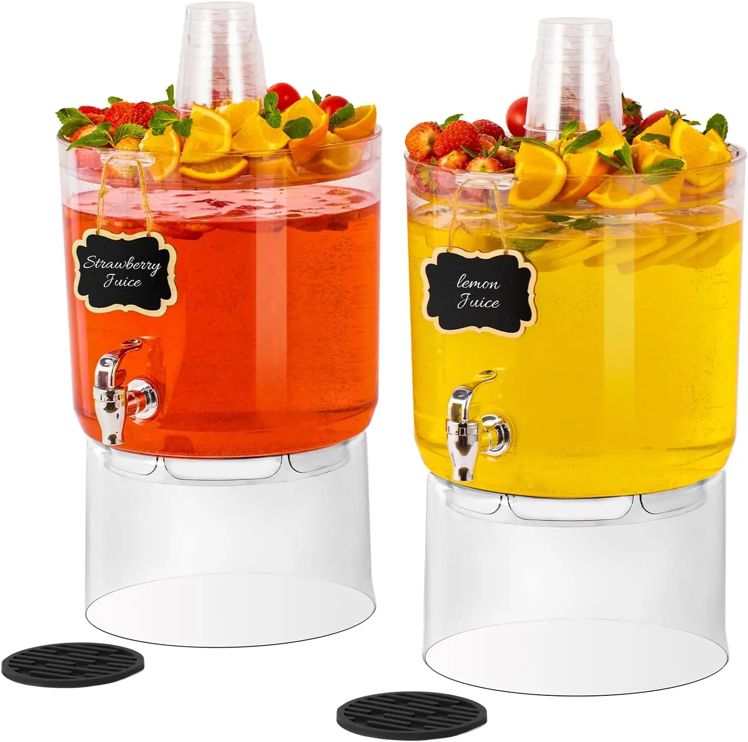 

2 Gallon Beverage Dispenser for Parties 2 PACK, BPA-Free Drink Dispenser with No Drip Spigot, Juice