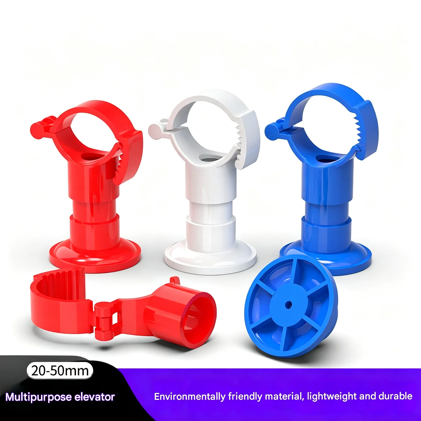 Adjustable PPR Pipe Clamp Bracket 25-50mm Water Pipe Holder Ceiling Mount Snap Support for PVC Plumbing, Red Blue White