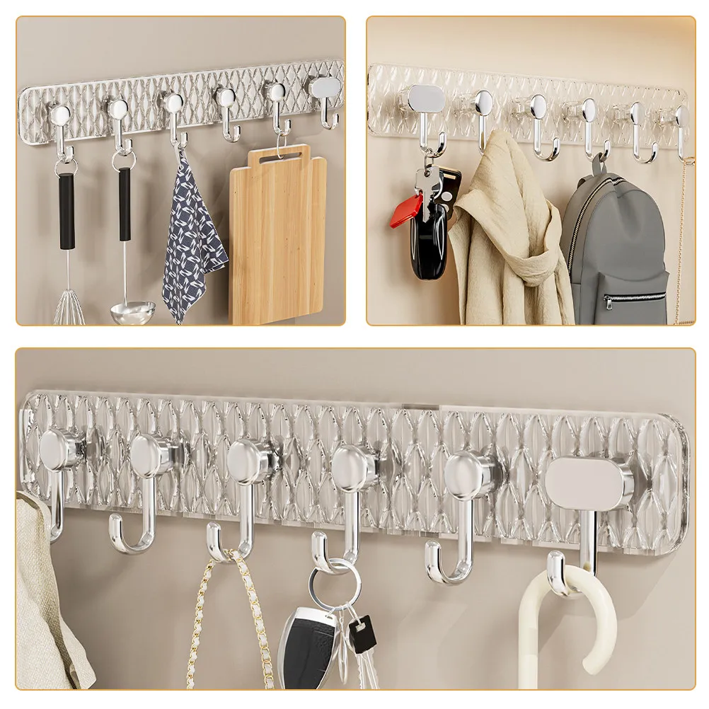 Wall-Mounted Hook Black Adhesive No Drilling Bathroom Kitchen Towel Holder Door Rack Multi-Purpose Space Saving Towel Hooks - view 6