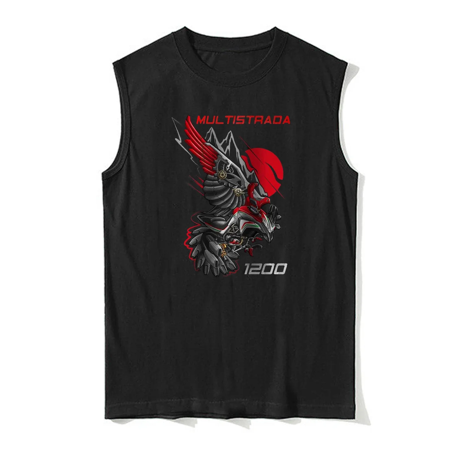 Retro Italy Multistrada 1200 Motorcycle Raven Inspired Tank Top 100% Cotton O-Neck Summer Casual Mens Vests Sleeveless T- Shirt
