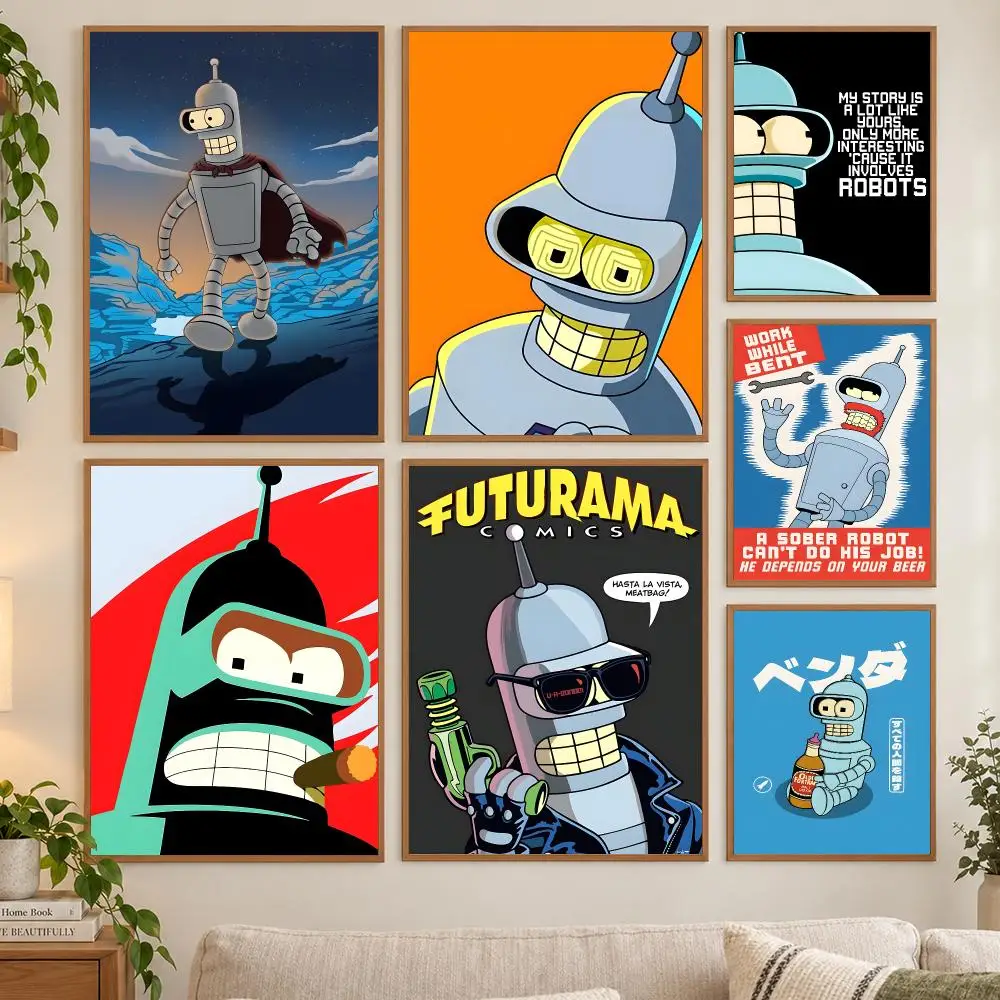F-Futurama B-Bender Art Poster HD art sticky wall waterproof home living room bedroom bar aesthetic decoration