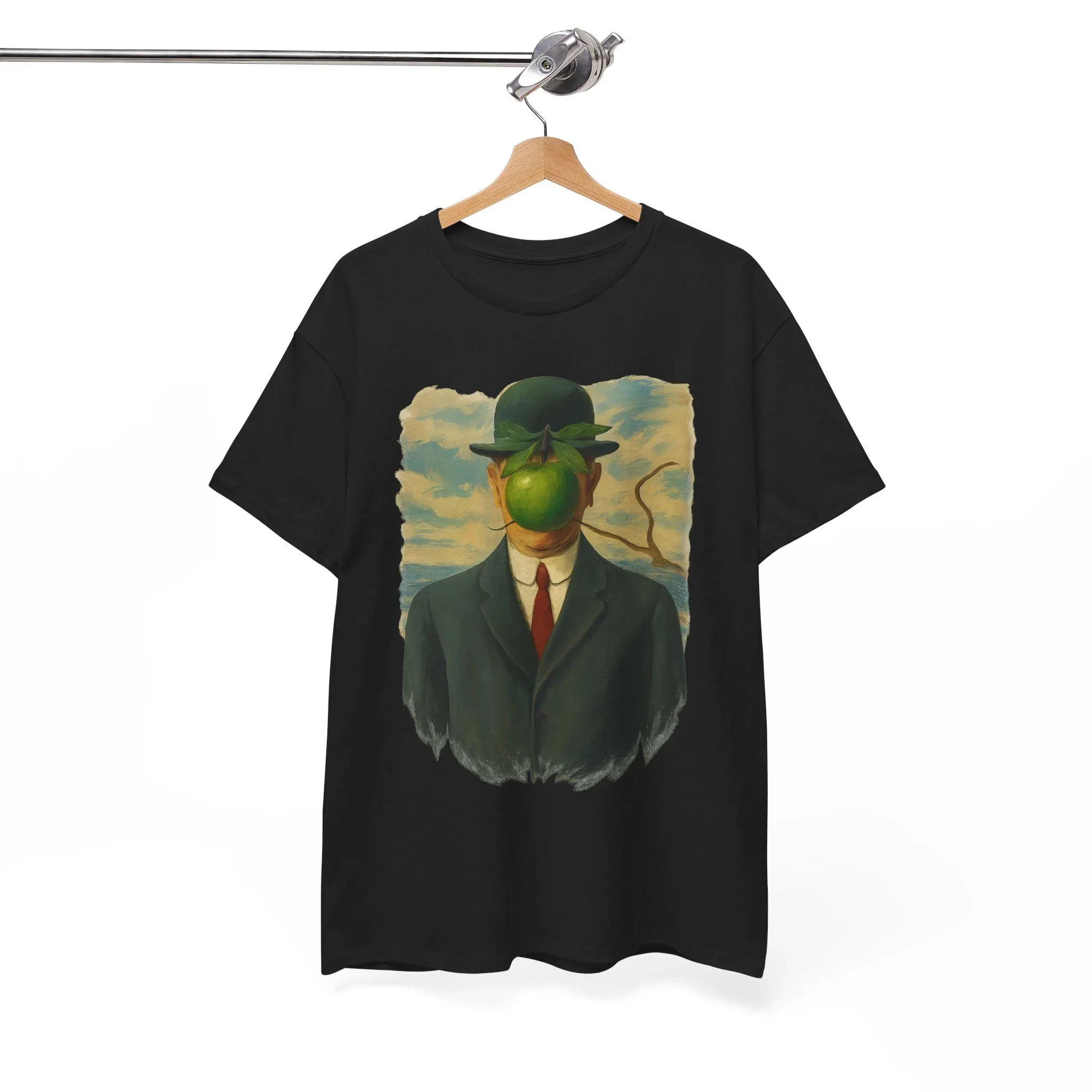 René Magritte 'Son of Man' T-Shirt Surrealist Art Tee Retro Streetwear High-quality Crew-neck Short-sleeved Men's T-shirt
