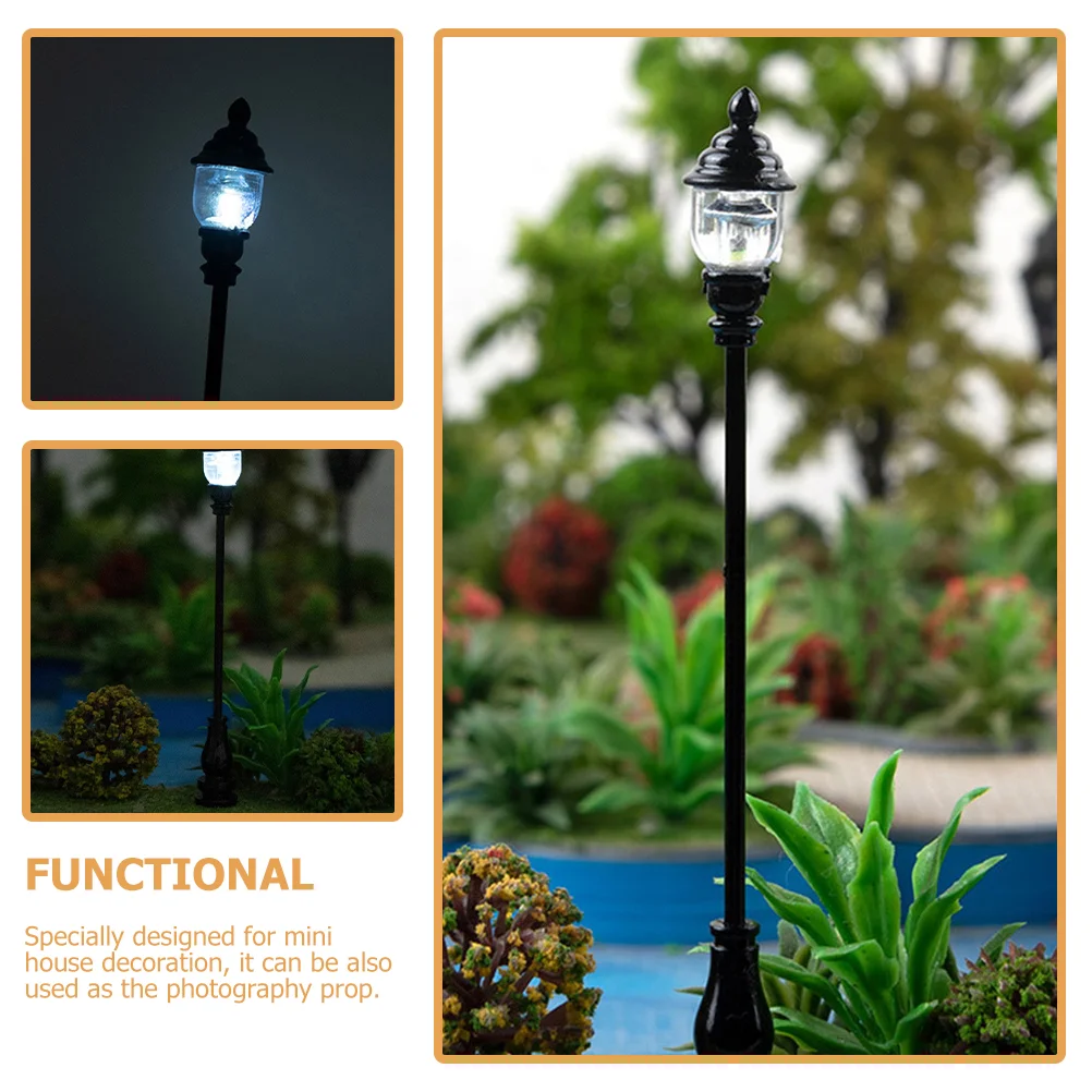 4 Pcs Model Garden Light Park Lamp Miniature Street Miniatures Small Decor Room for Bedroom