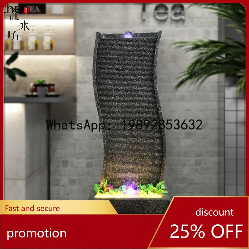 YFY Office Water Curtain Wall Living Room Fish Tank Flowing Water Fountain Creative Humidifier Ornament