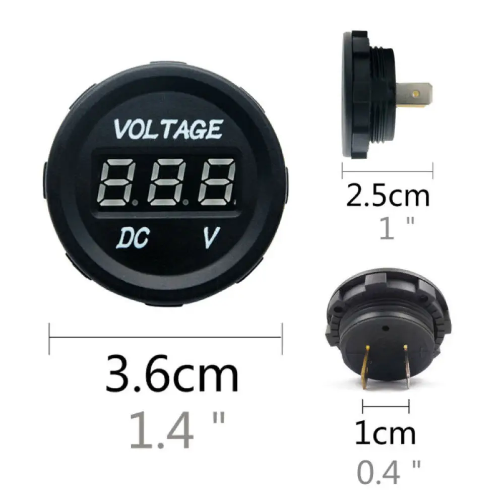 1Pcs  LED Digital Voltmeter and Insulated Terminals For All 12V-24V Systems Plastic Premium Material Red/Blue/Green/Orange/White