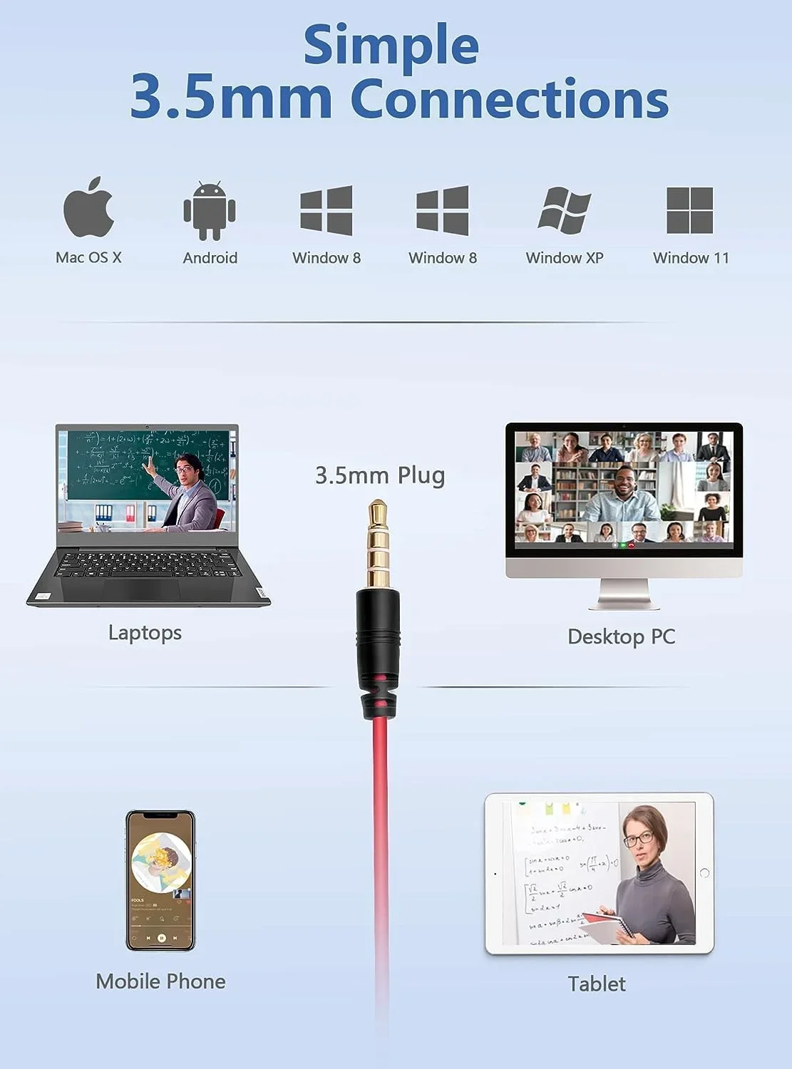 HROEENOI WRHW05 سماعات رأس شفافة لإلغاء الضوضاء مع ميكروفون للكمبيوتر المحمول وسماعة رأس سلكية للعمل واجتماعات الفريق