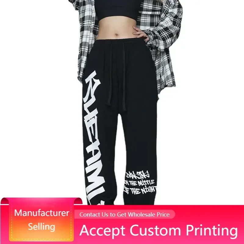 

Black Hip Hop Pants Women's American Track Pants Street Dance Casual Loose Track Pants Printing Sweatpants women's trousers