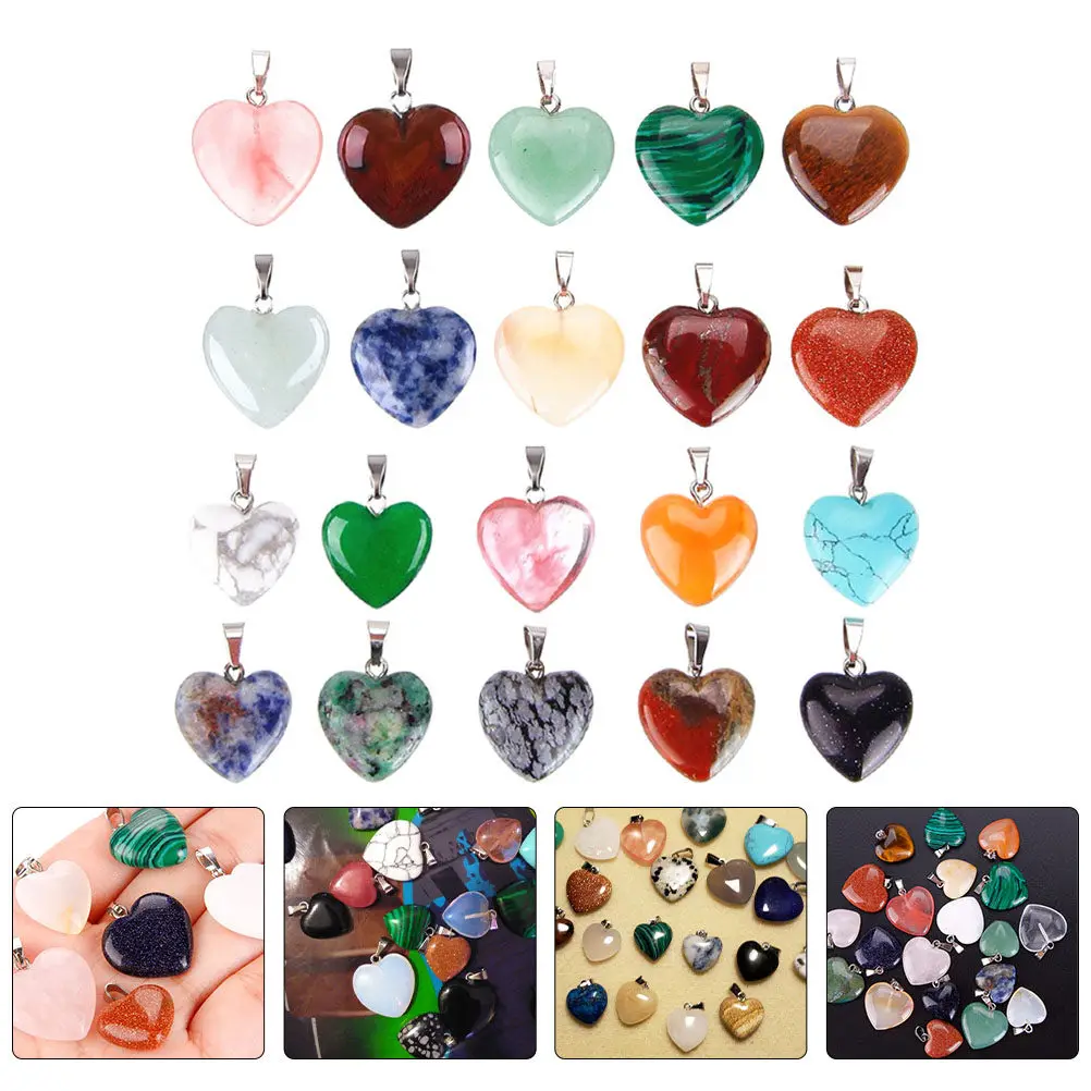 

20 шт. подвесок из натурального камня, дизайн в форме сердца, компоненты для изготовления ювелирных изделий премиум-класса, для создания ожерелий, браслетов и аксессуаров ручной работы