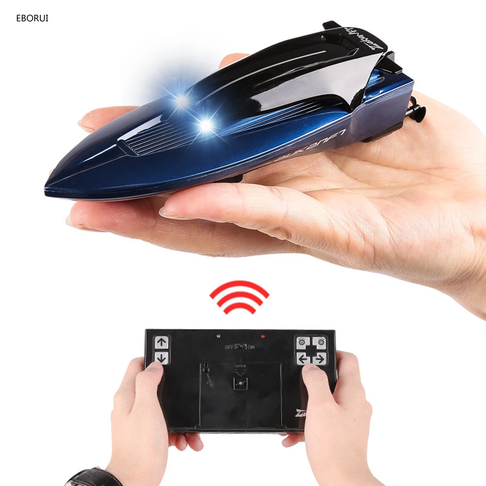 EBORUI 888a Mini RC Boat 2.4Ghz 10km/H Variable Speed Dual Drive with LED Suitable for Swimming Pool, Lake, Best Gift Toy Child