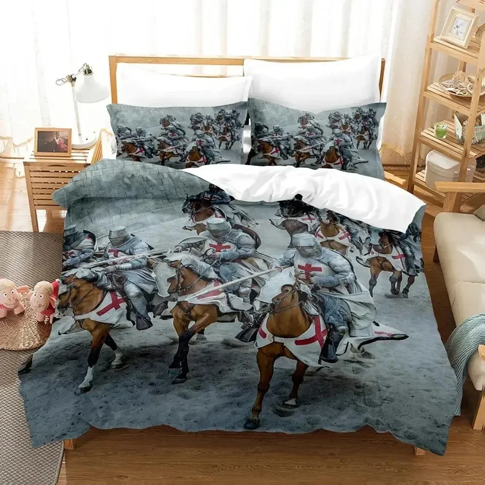 

3D Print Christian Knights Templar Comfortable Duvet Quilt Cover Pillowcase Bedding Set Children Bedroom Decoration Home Textile
