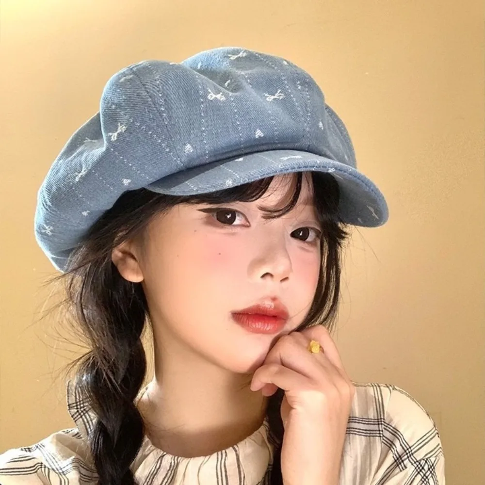 

Fashion Vintage Retro Bow Beret Cloud Painter Octagonal Cap Artist Japanese Newsboy Cap Outdoor