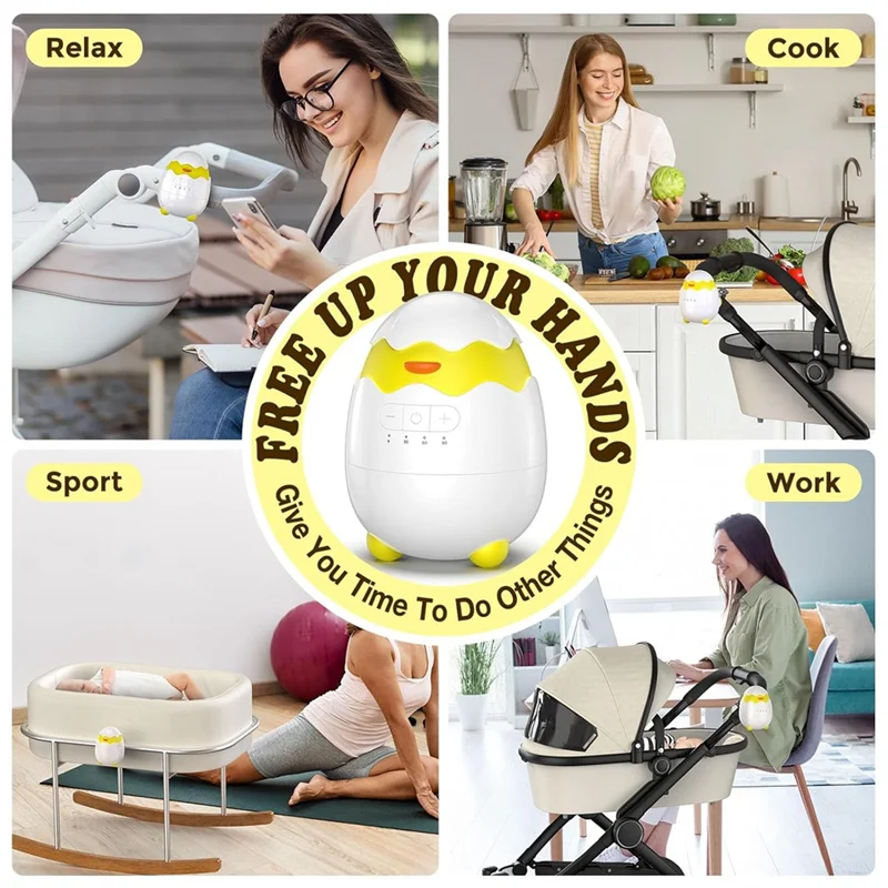 ABBP-Rechargeable Baby Rocker For Strollers,5 Vibration Speeds & 4 Timer Modes, Portable Bouncer With Memory Function