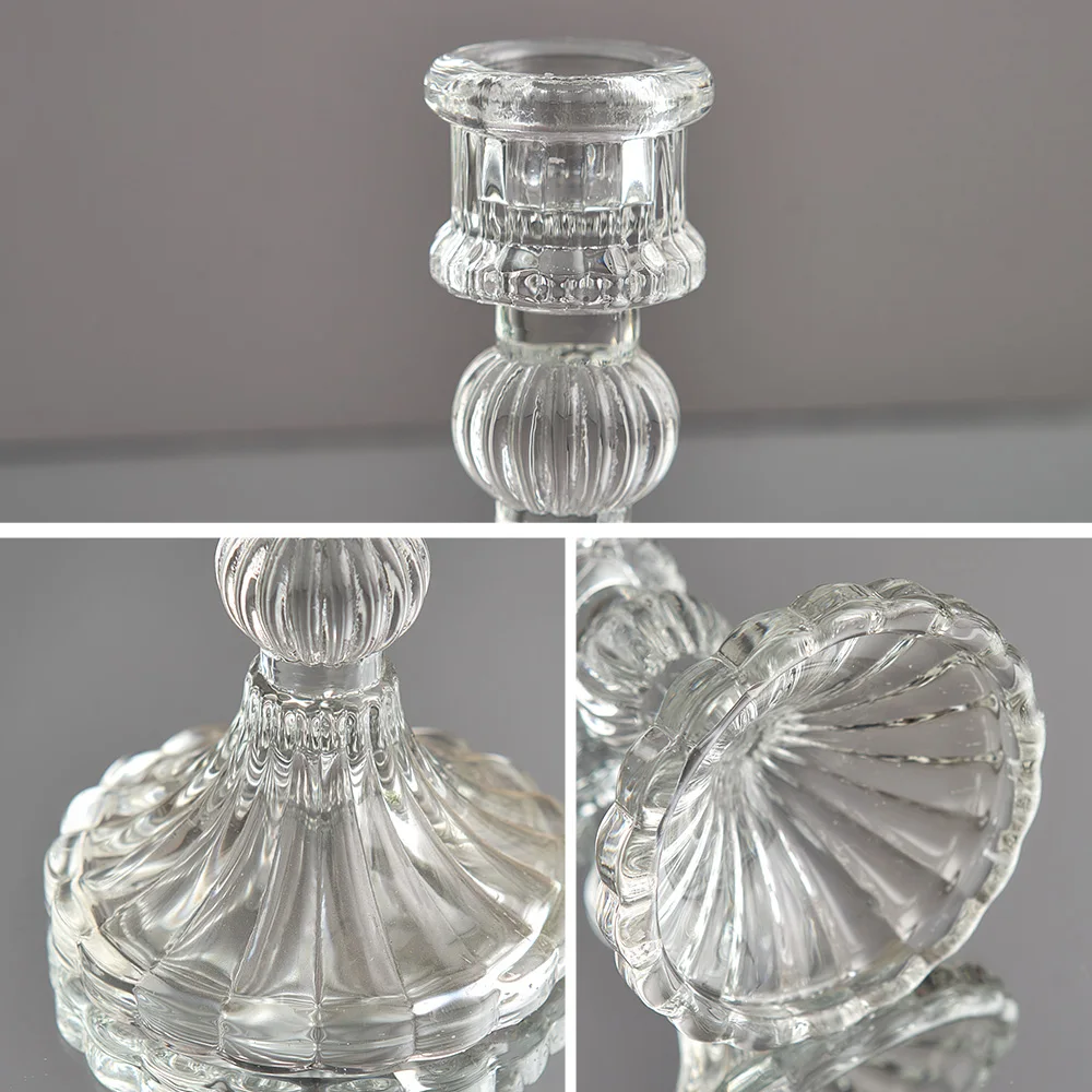 Novelty Glass Candles Holder Nordic Decor Candlestick Romantic Candle Stand Desk Accessories Wedding Centerpieces Ornament Gifts