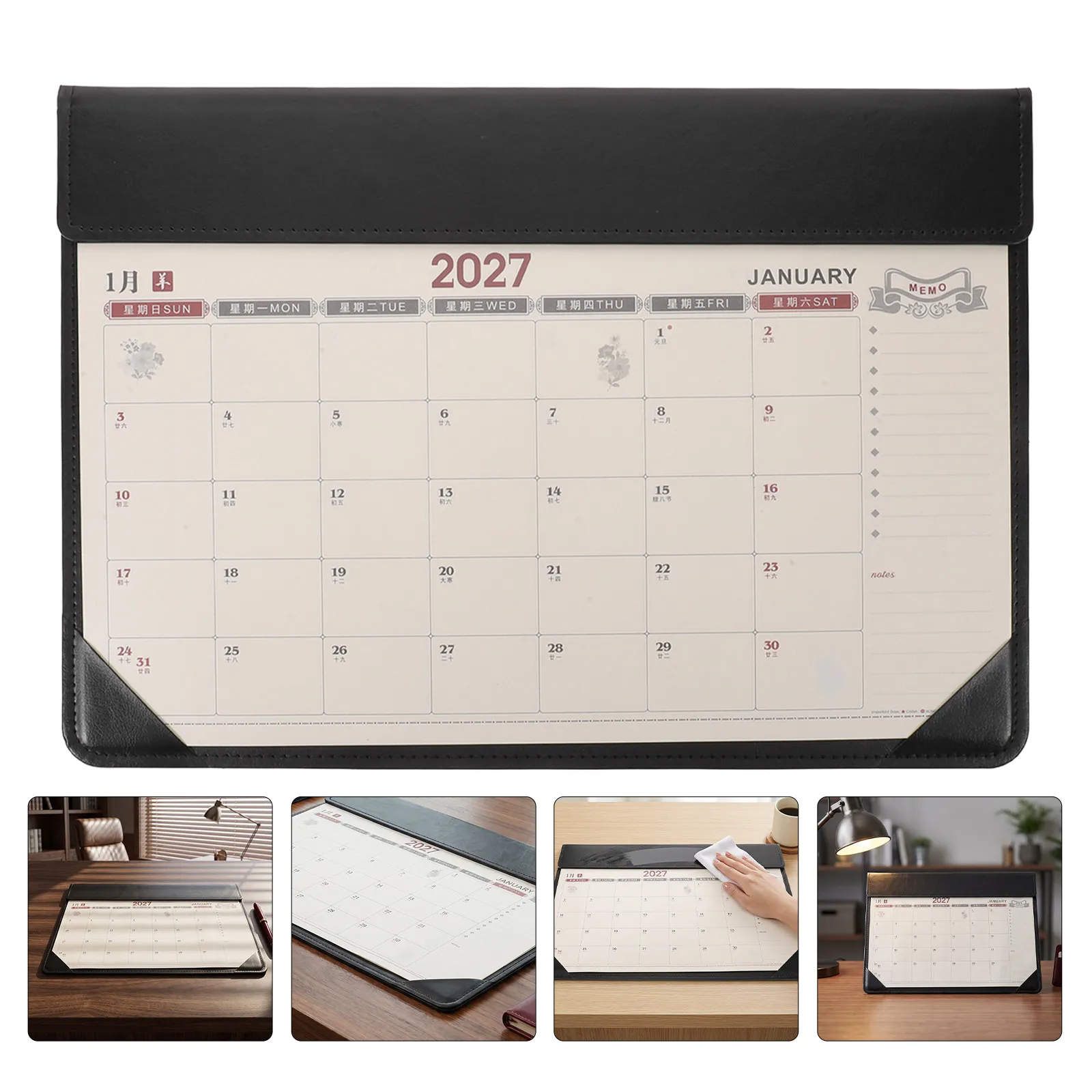 Calendar Desk Pad Large PU Mat Office Desktop Monthly Planner Computer 40x80cm Waterproof Resistant