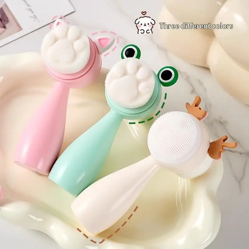

Professional Double Sided Face Wash Brush Silicone Facial Cleansing Brush Manual Massage Facial Brush Soft Bristles Exfoliator