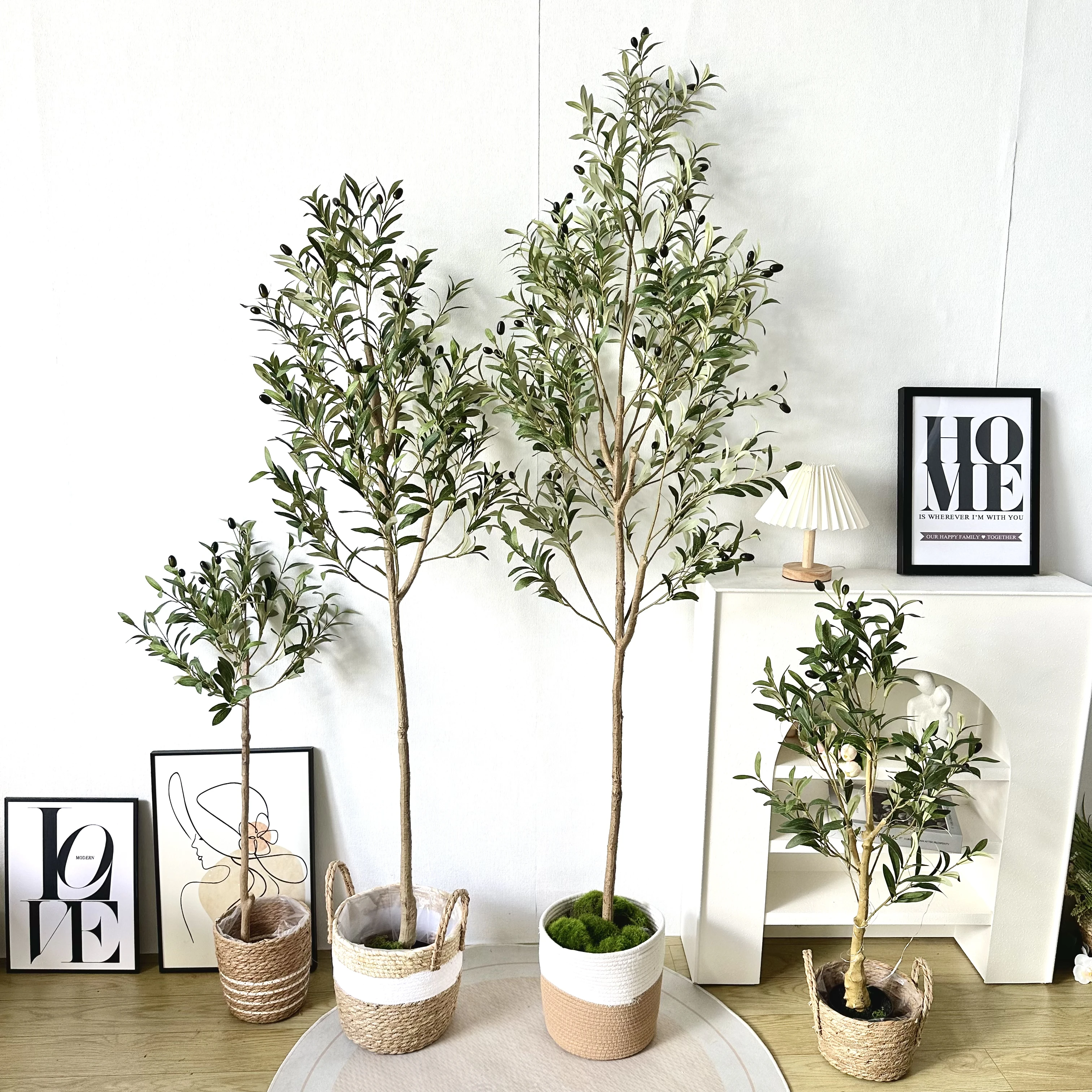 65-200CM Artificial Olive Plant tree High Branches Faux plant Plastic Leaf  Ornamental indoor Artificial Plant for Home Decor