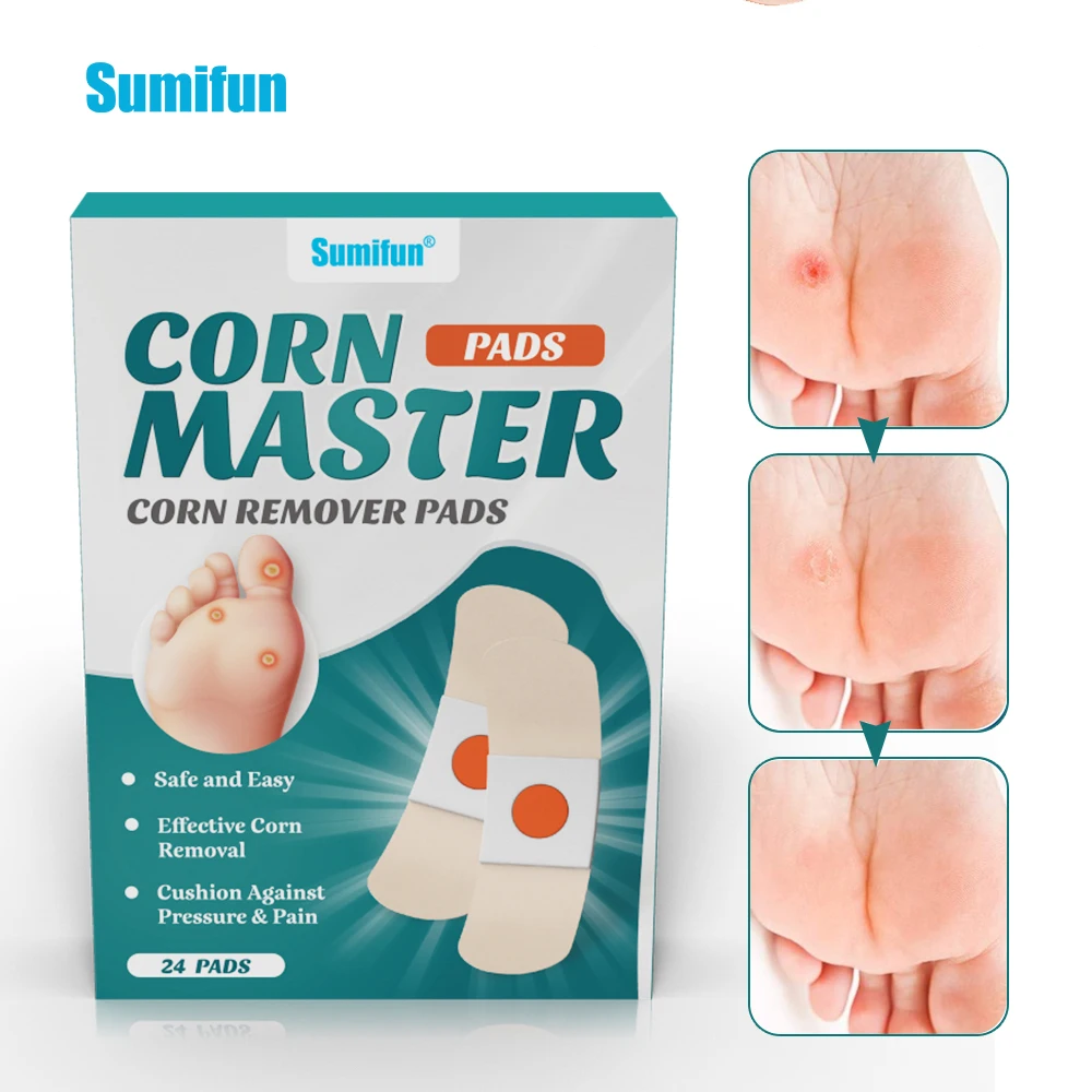 

1Box=24Pcs Sumifun Foot Corn Removal Patch Plantar Calluses Pain Relief Medical Plaster Pad Anti Friction Care Pedicure Sticker