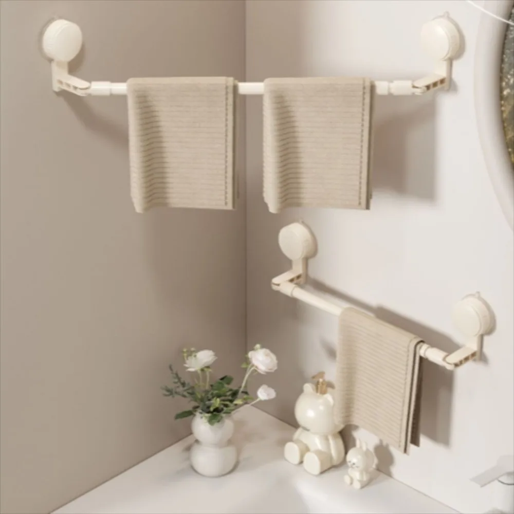 

Retractable Suction Cup Towel Pole Wall Mounted Single-rod Shoe Storage Shelf Nail Free Installation Towel Hanger
