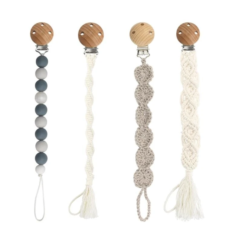 J15U المنسوجة يدويا الكروشيه الطفل عضاضة كليب غير قطرة سيليكون هوة كليب هدية الوليد #5