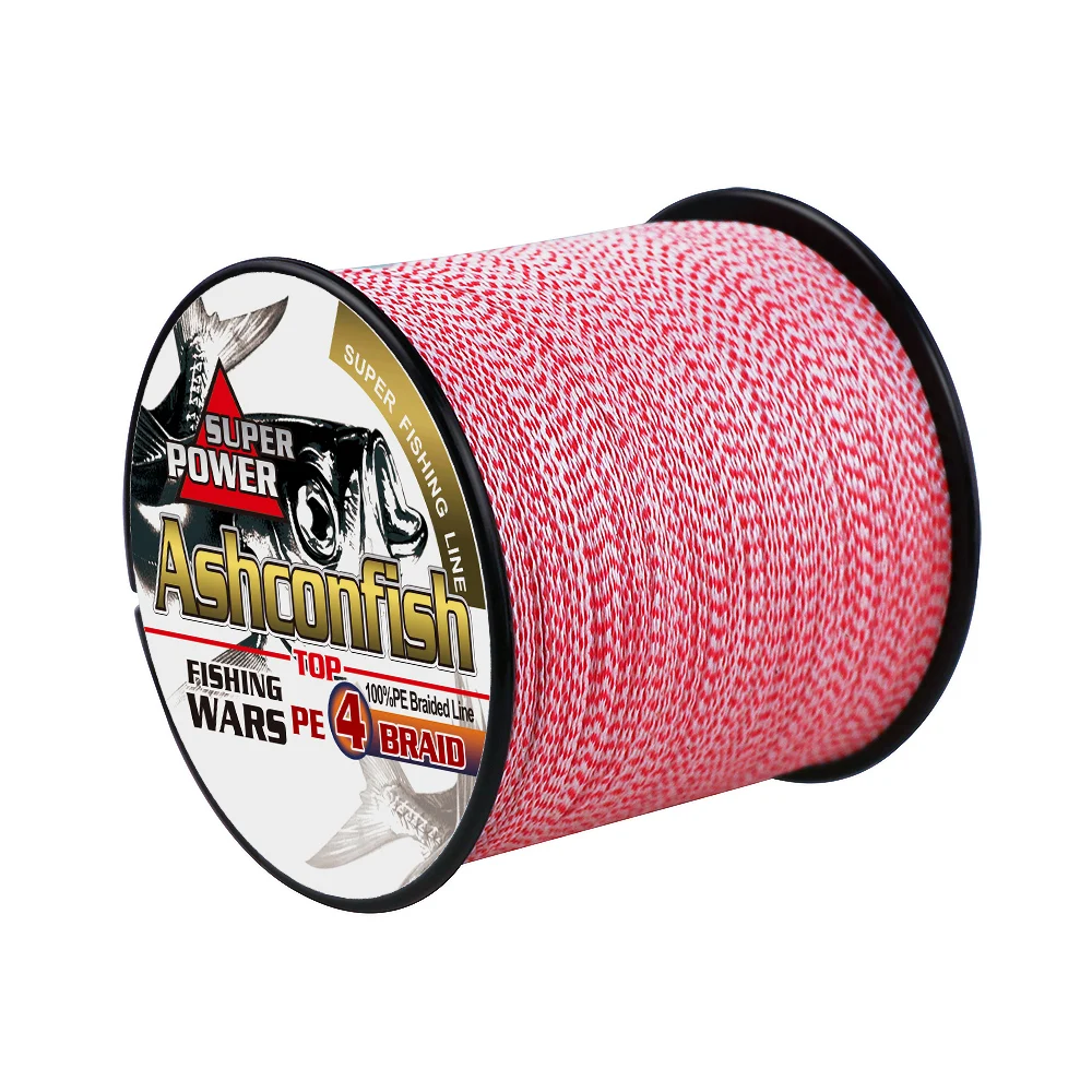 Never faded red and white braided fishing line 4Strand 2-100LBS 500m 1000m 1500m 2000m super pe wire carp fishing cord saltwater