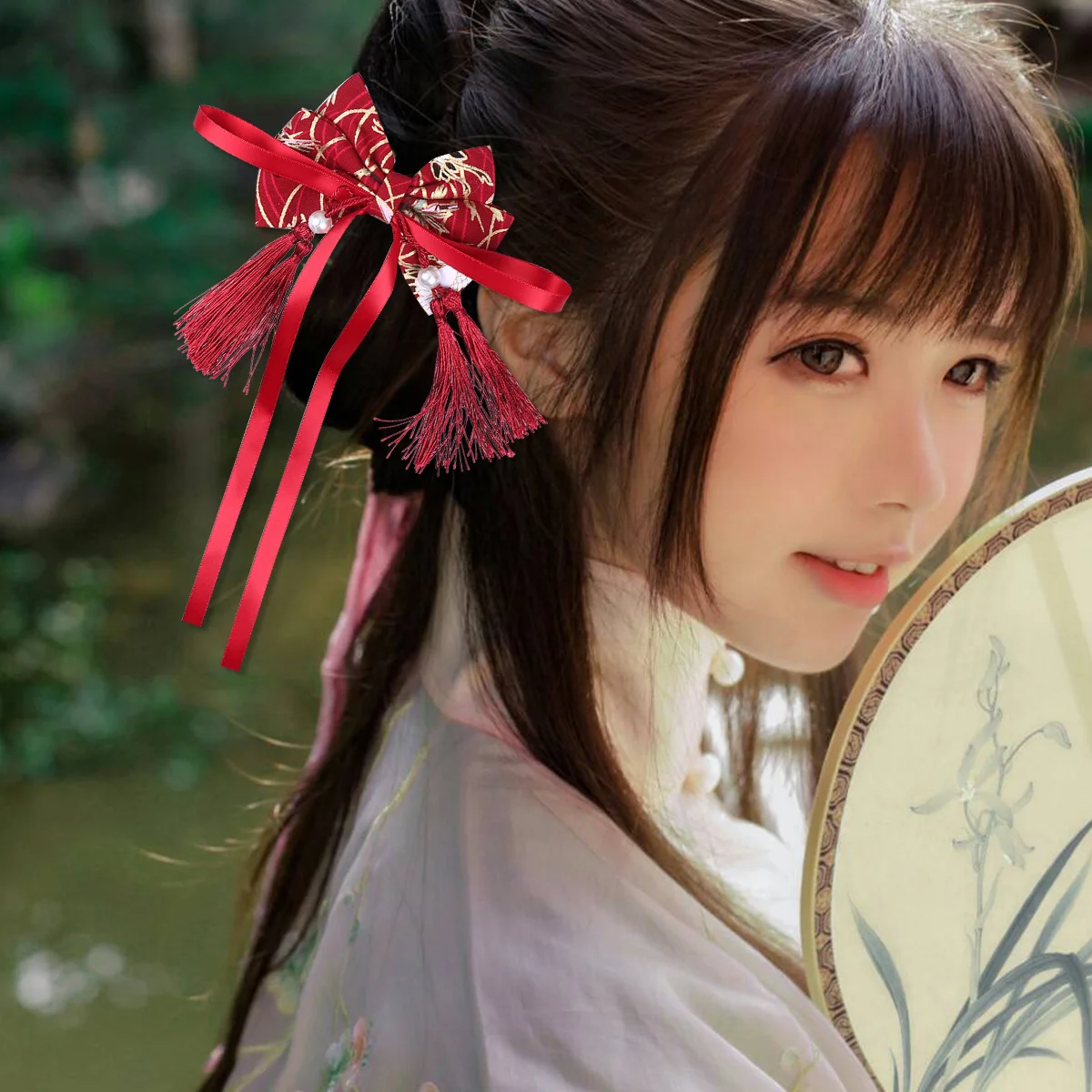 النمط الصيني مشبك شعر Bowknot تصميم غطاء الرأس احتفالي للفتيات السنة الجديدة دبوس الشعر اكسسوارات شرابة ديكور عطلة هدية اللعب