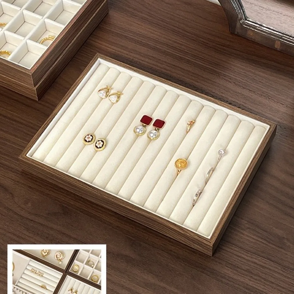 Stackable Walnut Wood Jewelry Box Retro Bracelet Grain Jewelry Tray Necklace Multifunctional Jewelry Organizer Home