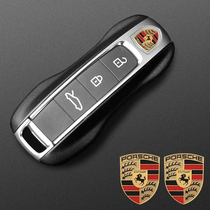 Car Stickers Porsche Dedicated Key Shell Emblem Paster For Porsche Cayenne Panamera Macan 911 718 Taycan Boxster Cayman 918