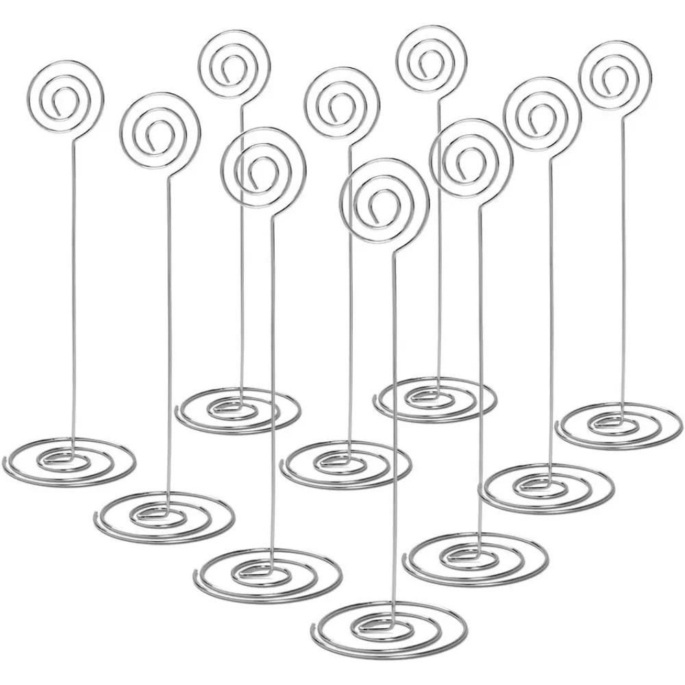 

Держатели для карточек мест - 10 шт. 8,6 Высокие настольные держатели для карточек Держатели для номеров Настольная подставка для фотографий Проволочный держатель для карточек мест